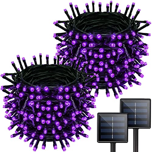 2 Pack 144 FT 400 LED Solar Halloween Lights String Outdoor Purple (Purple / 2 Pack 400 LED)