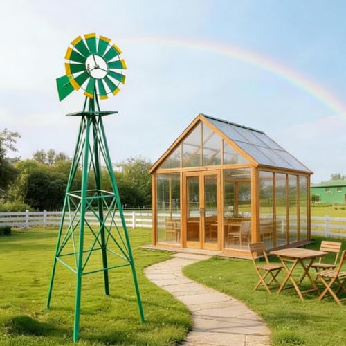 8FT Green Metal Ornamental Windmill Weather Vane (8ft-green)