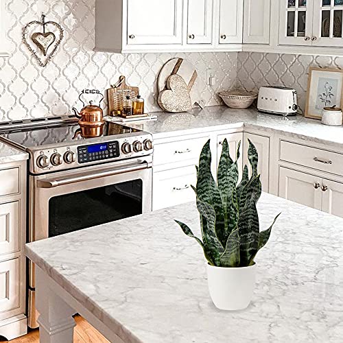Artificial Snake Plant Potted Faux Sansevieria Trifasciata Plants (Green-16.5" Style 2)