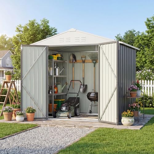 6x4 FT Outdoor Storage Shed with Floor Frame (Gray / 6x4 FT)