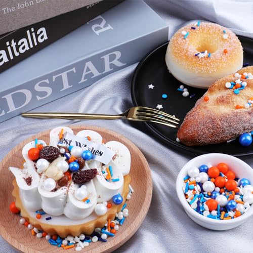 Orange and Blue Sprinkles for Cake Decorating (Blue Orange White)