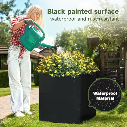 Metal Planter Box 20”L x 20"W x 20"H Large Square Steel Planter Box