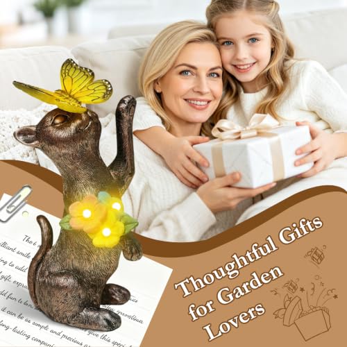 Solar Cat Statue Butterfly Light Weather (Solar Cat Statue)