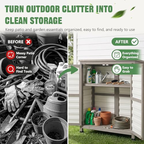 32" Small Outdoor Storage Cabinet (White / 32" x 13" x 40")
