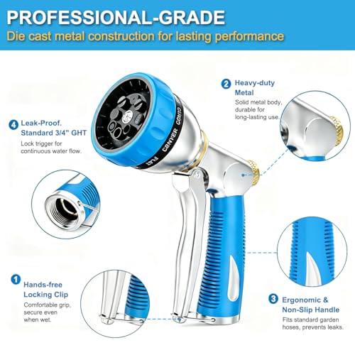 Metal Garden Hose Nozzle Heavy Duty (Blue)