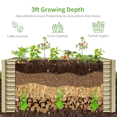 8x4x3ft Rectangular Galvanized Raised Garden Beds