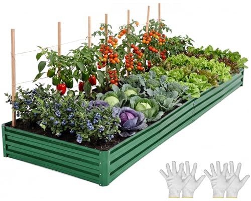 12x4x1ft Galvanized Raised Garden Bed (12x4x1FT / Green)