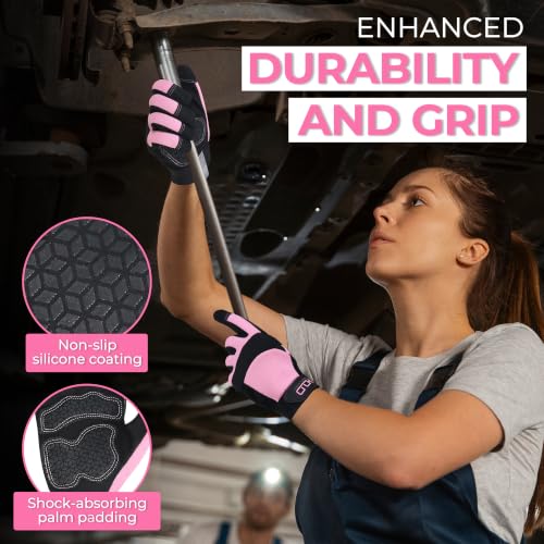 Work Gloves for Women (Small (Pack of 1) / Black Pink)
