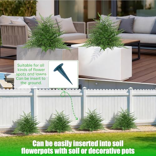 Artificial 2 Pack 23" Fern Topiary Ball Trees with Ground Spike (Fern)