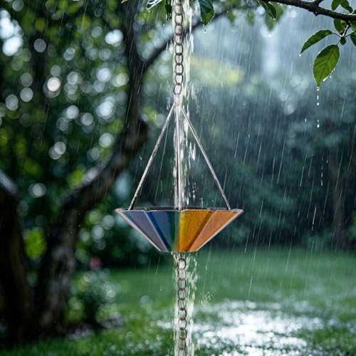 9.6 Ft Rain Chains for Outside with 10 Colorful Cups (Multi)