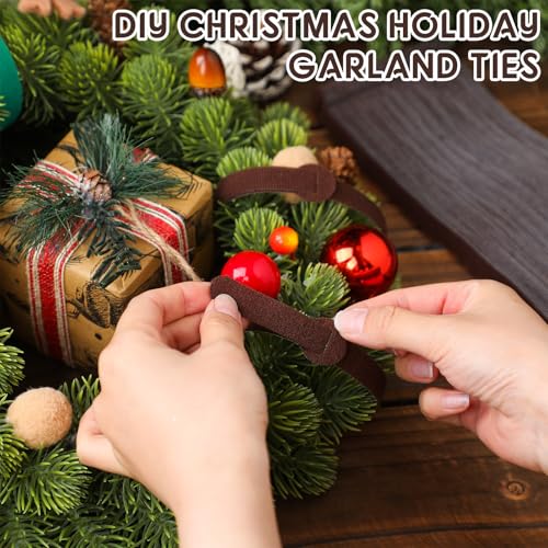 80 Pcs 16 Inch Christmas Garland Brown Adjustable Ties (Brown / 16 Inch)