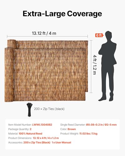 Natural Reed Fencing (Brown / 4 ft x 13.12 ft x2pack)