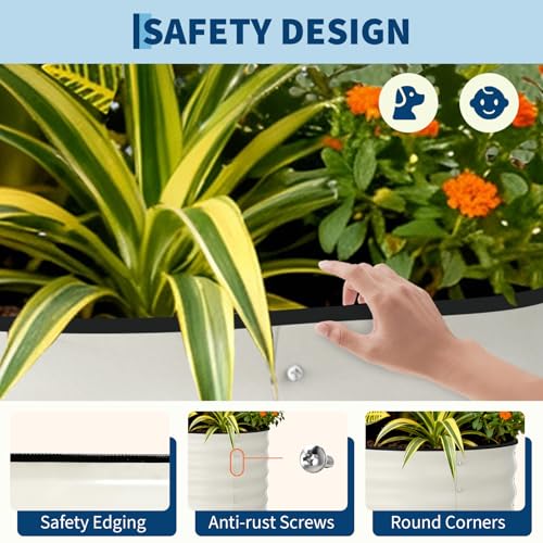 2 Pack 4x2x2ft Galvanized Raised Garden Bed (Beige-oval / 4x2x2ft 2pcs)