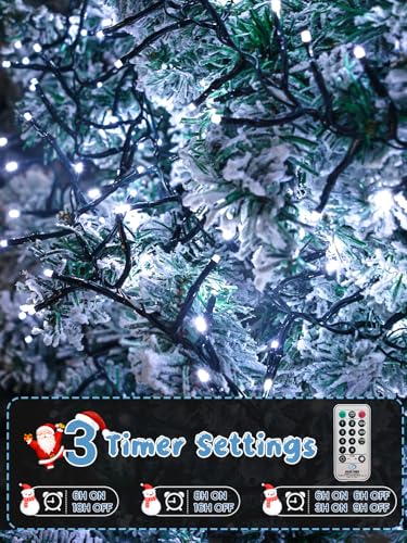 Christmas Cluster Lights 25FT 500 LED String Lights with Remote Cool White (Cool White / 500LED)
