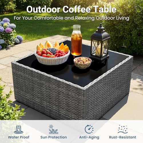 7 Pieces Wicker Outdoor Patio Furniture Set (Beige / 7-Pieces)
