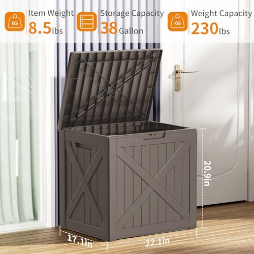 38 Gallon Outdoor Deck Box (Grey / 38 gallon)