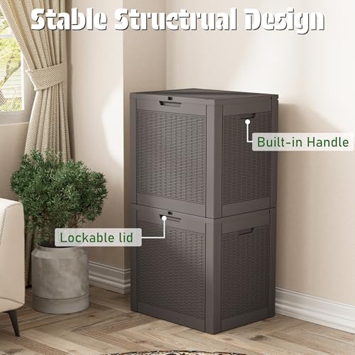 30 Gallon Outdoor Storage Box Waterproof Deck Box for Patio (Grey / 30 Gallon)