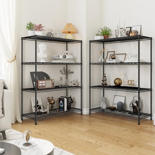 Heavy Duty 4 Tier 620LBS Storage Rack (Black-35.6"Wx16"Dx54"H（2P）)