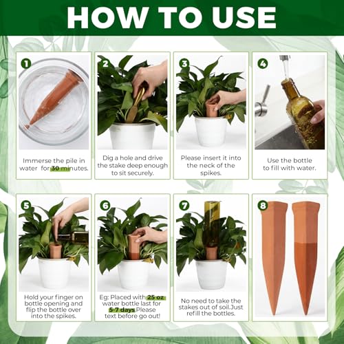 12 Pcs 25oz 34oz Plant Watering Devices Terracotta Spikes (25oz 34oz)