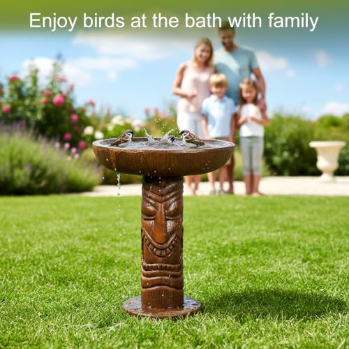 Tiki Bird Bath for Outdoor Garden (24.2" / Tiki Face)