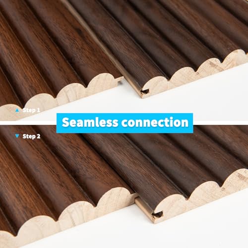 108 x 5.7 Inch Fluted Wood Textured Slat Wall Panel (8Pcs-108 x 5.7 Inch / Beaded Walnut)