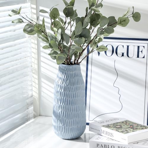 12.6 Inch Mat Blue Modern Handmade Ceramic Vase (Mat Blue-12.6inch)