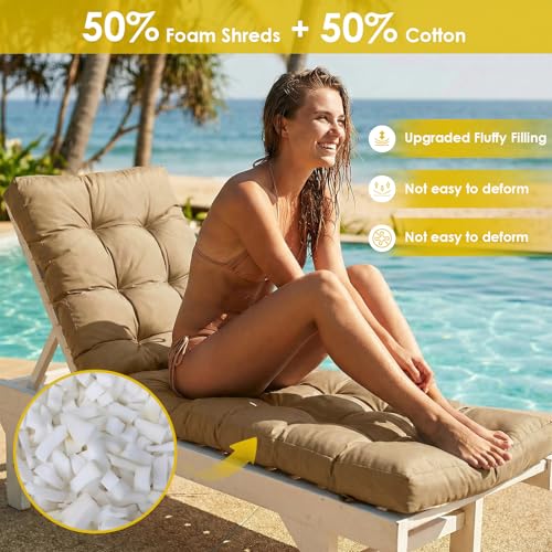 Outdoor Chaise Lounge Chair Cushion (Beige / 72x22.4x4.7)