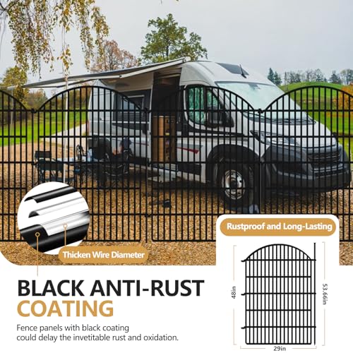 10 Panels Decorative Garden Metal Fence (48in(H) X 24ft(L))