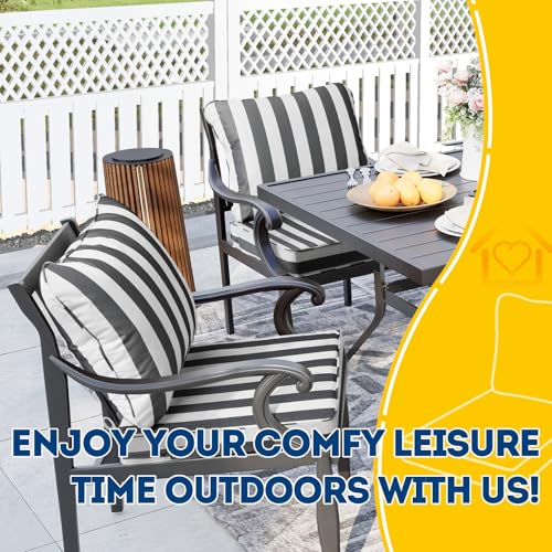 Outdoor Chair Cushions (Gray Cabana Stripe / 20"x18"x3" / 20"x17")