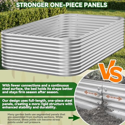 3 Pack Tall Corrugated Galvanized Steel Raised Garden Bed Outdoor (Silver / 4x2FT)