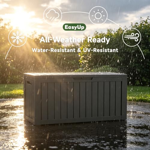 160 Gal Deck Box Waterproof Outdoor Storage Box Black (Black / 160 Gallon)