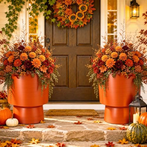 16.8" Planters for Outdoor Plants (16.8"-orange Linear Texture)