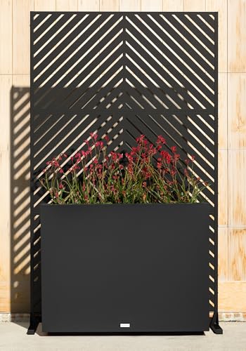 Block Series Span Planter + Arrow Privacy Screen Set (Black / Bundle with Screen Set - Arrow Pattern)