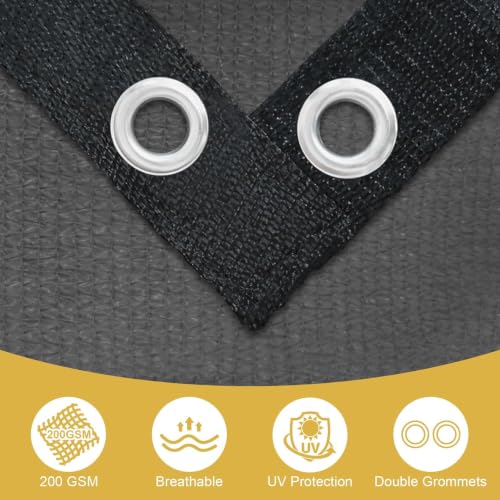 90% Sun Shade Cloth with Grommets (1 2' X 2 0' / Dark Gray)