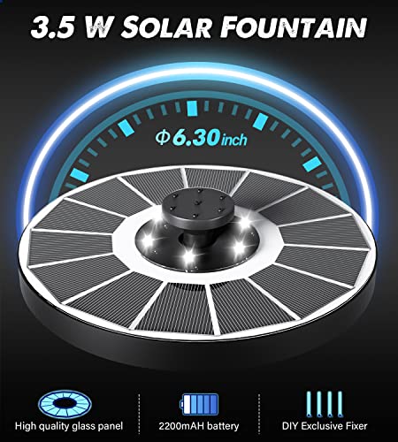 Solar Fountain Glass Panel with 2200 mah Battery