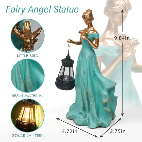 Solar Garden Statue Outdoor (Girl in Green Gown)