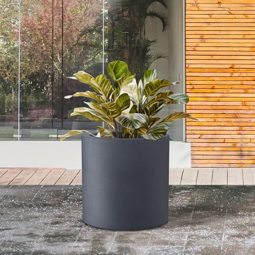 Accent Round Cylinder Charcoal Concrete Planter 12.6" Tall (Charcoal / 12.6" Dia)