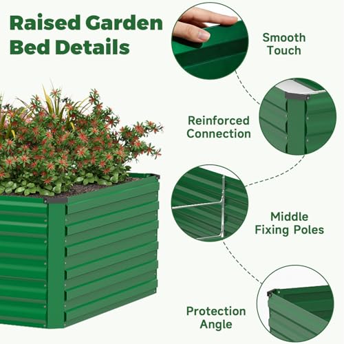 8x4x2ft Outdoor Metal Raised Garden Bed