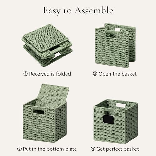 2 Pack Wicker Basket (Green / 2pack-10.5L×10.5H×9.5W)