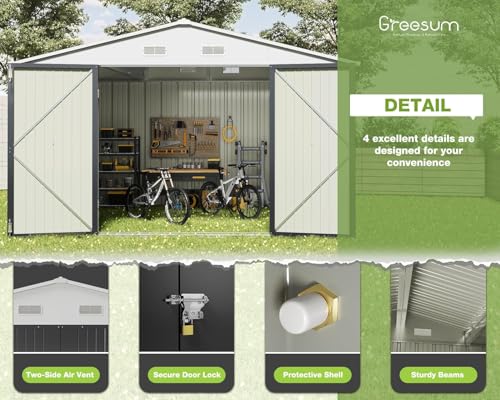 10x8FT Outdoor Storage Shed Utility Tool Shed Gray (10x8 / Gray)