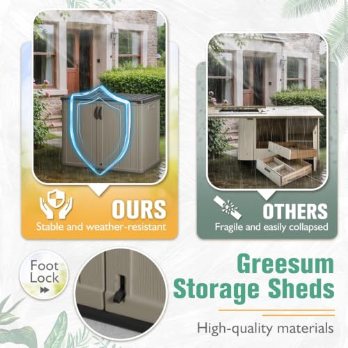 26 CuFt Outdoor Storage Cabinet with Lockable Doors (26 CUFT / Classic / Beige)