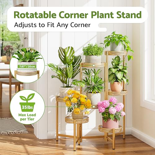 7 Tiered Metal Corner Plant Stand Indoor Outdoor (GoldWave / 7-tiers)
