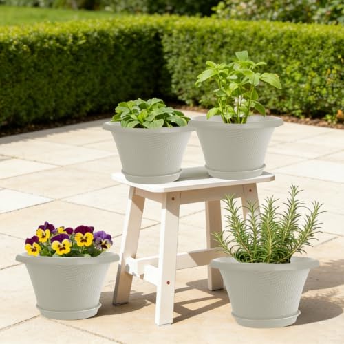 12 Inch Pots for Plants (Diamond Pattern-beige / 12 inch-4 Pack)