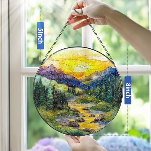8 Inch Stained Glass Ornament (Mountain Range B)