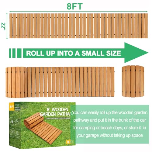 8' Wooden Garden Pathway (8ft (L) x 22in (W) / Natural-straight)