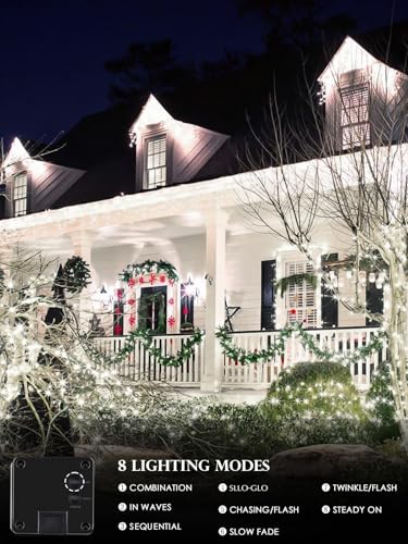 Solar Christmas Lights Outdoor 6 Pack 198FT 600LED String Lights Cool White (Cool White / 6 pack)