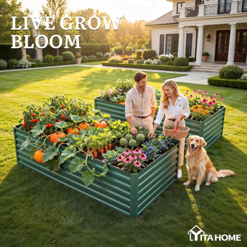 4pcs 8x4x2ft Galvanized Raised Garden Bed (8x4x2ft 4pcs / Green)