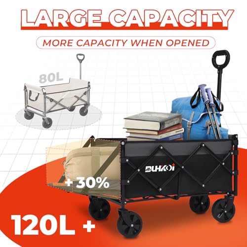 Foldable Wagon with Tailgate (Black Gray)