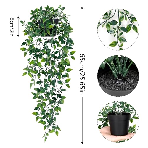 2Pcs Fake Hanging Plants with Pot Eucalyptus Leaves Fake Vines (Mandala Vines / 2Pcs Plants with Pot)