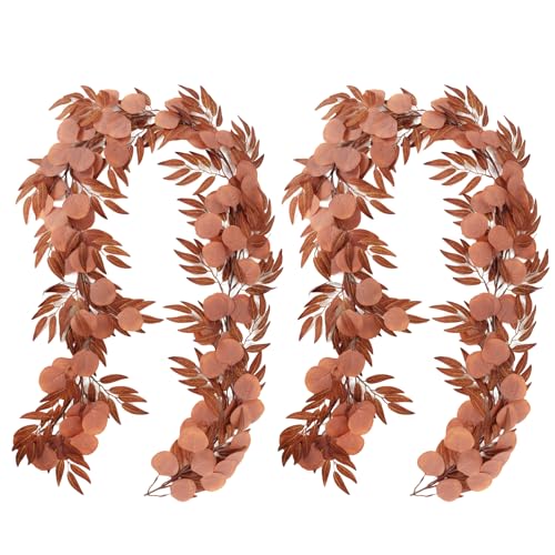 Artificial Silk Eucalyptus Vine Fall Garland with Willow Leaves 2P (Eucalyptus Leaf Orange)